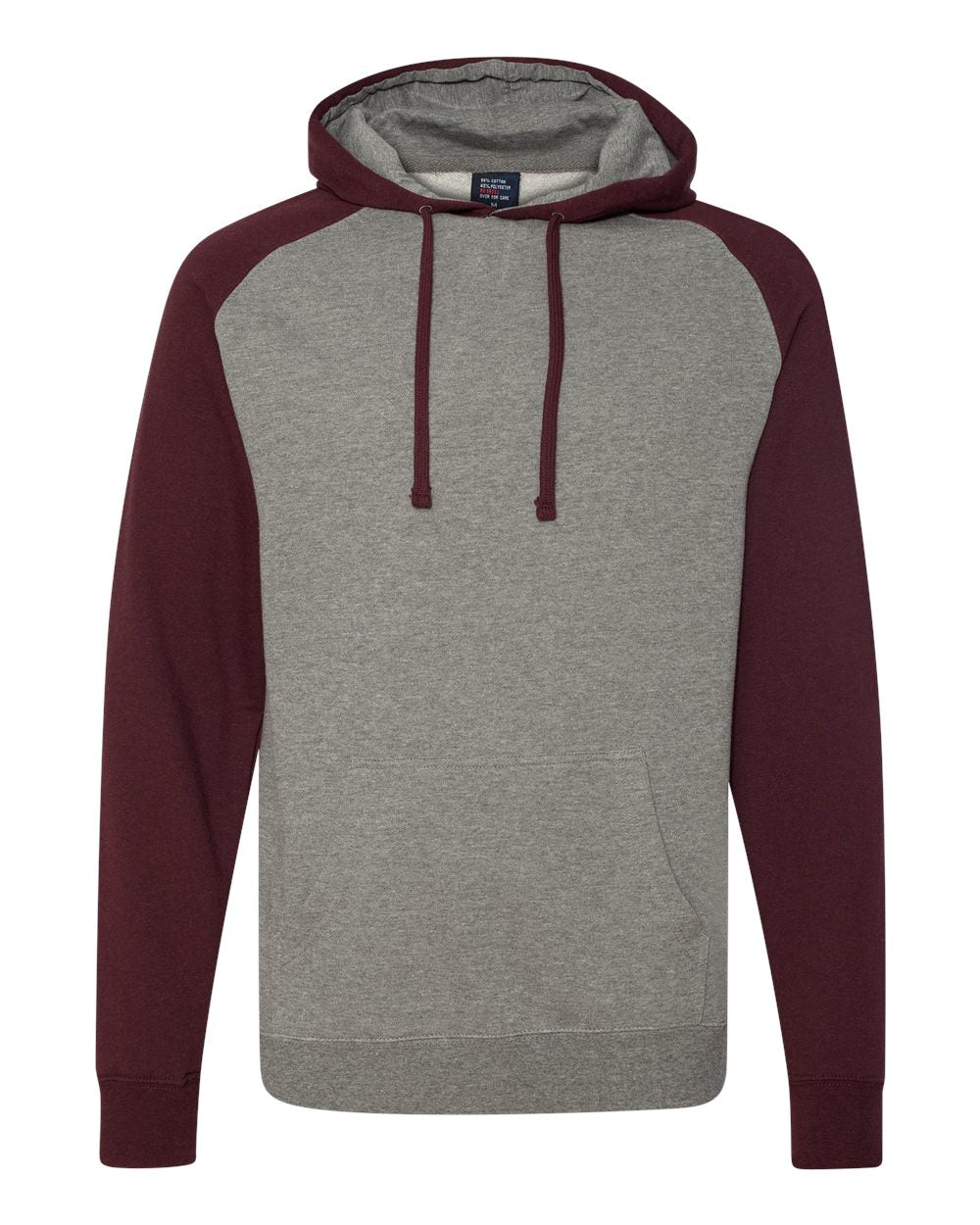 

Мужская толстовка с капюшоном и рукавами реглан Independent Trading Co., цвет gunmetal heather/ burgundy heather