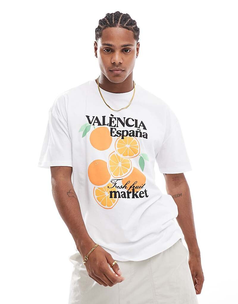 

Белая футболка с принтом Valencia New Look