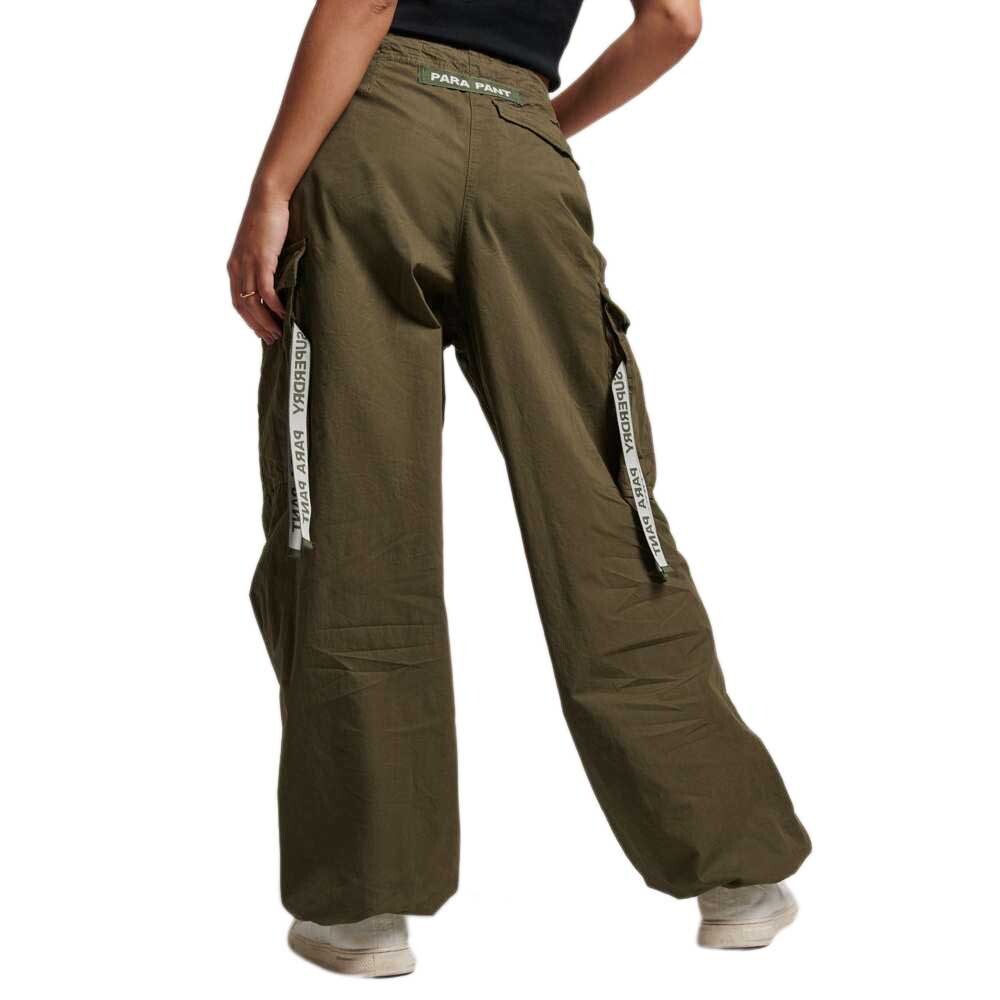 Брюки Superdry Vintage Baggy Parachute Regular Waist Cargo, зеленый — фото 2