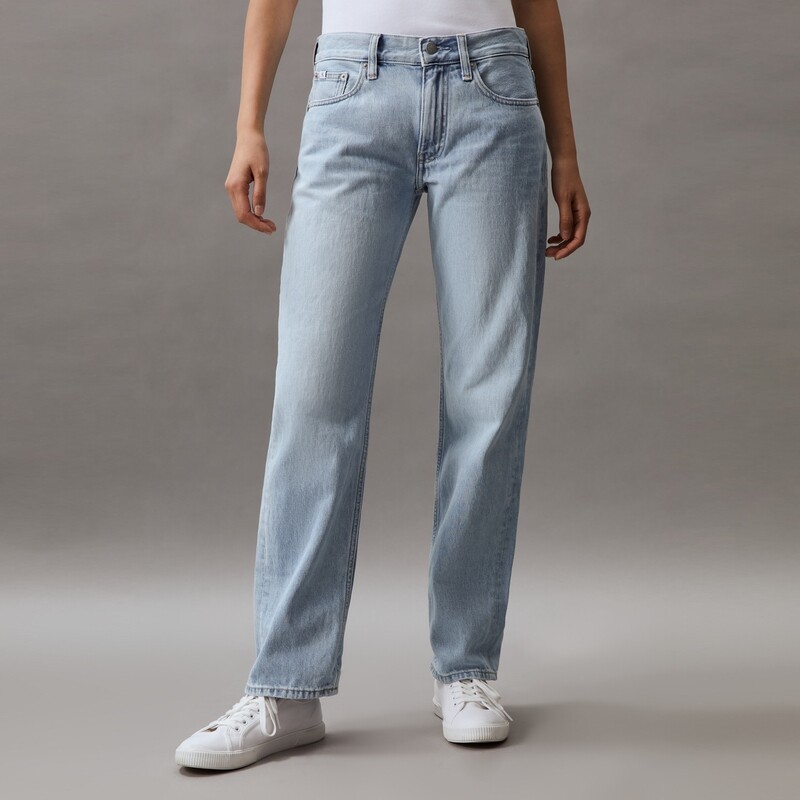 

Джинсы прямые женские Calvin Klein Jeans с низкой посадкой, светло-голубой