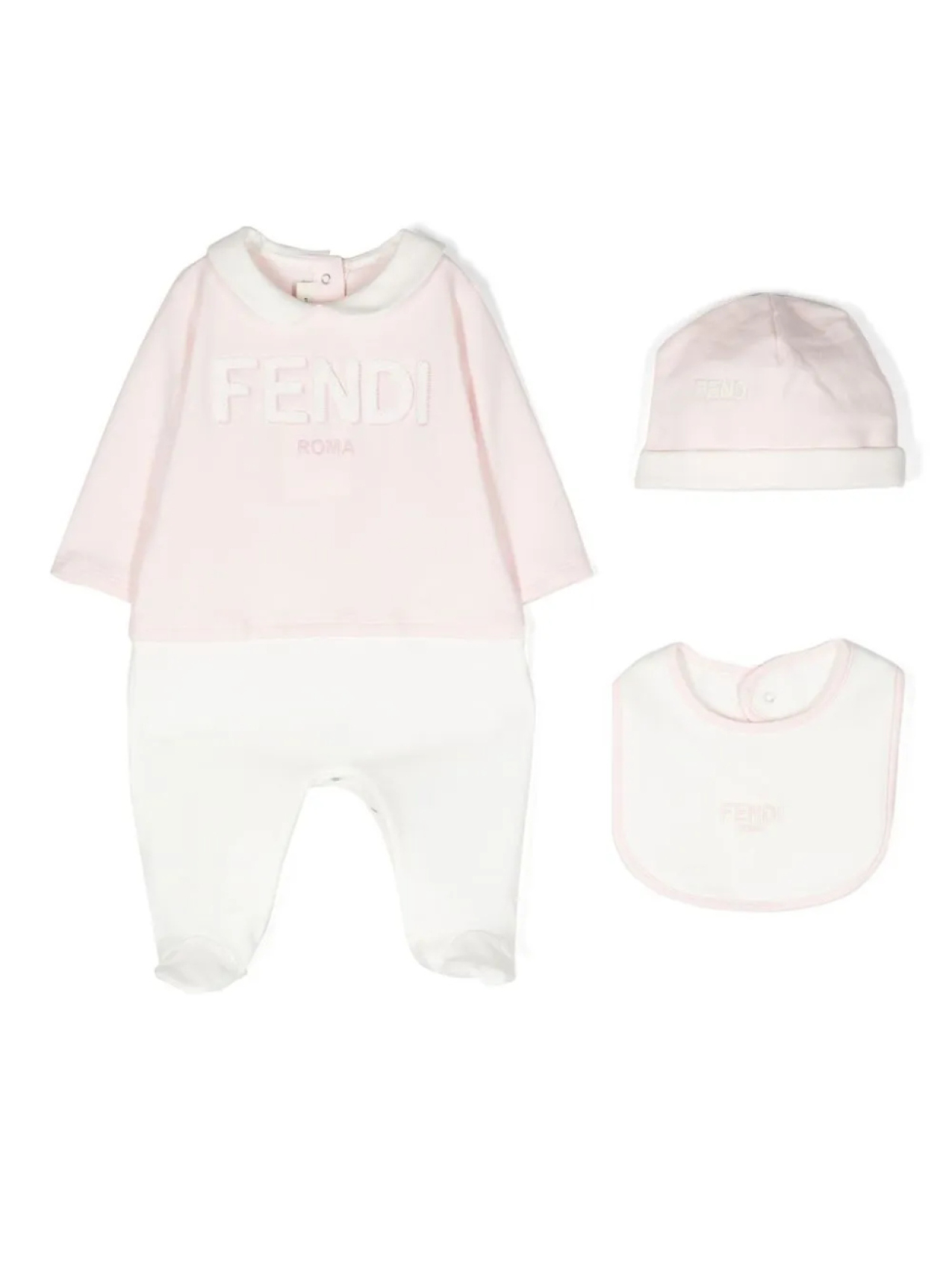 

Комплект для новорожденного с вышитым логотипом Fendi Kids, розовый