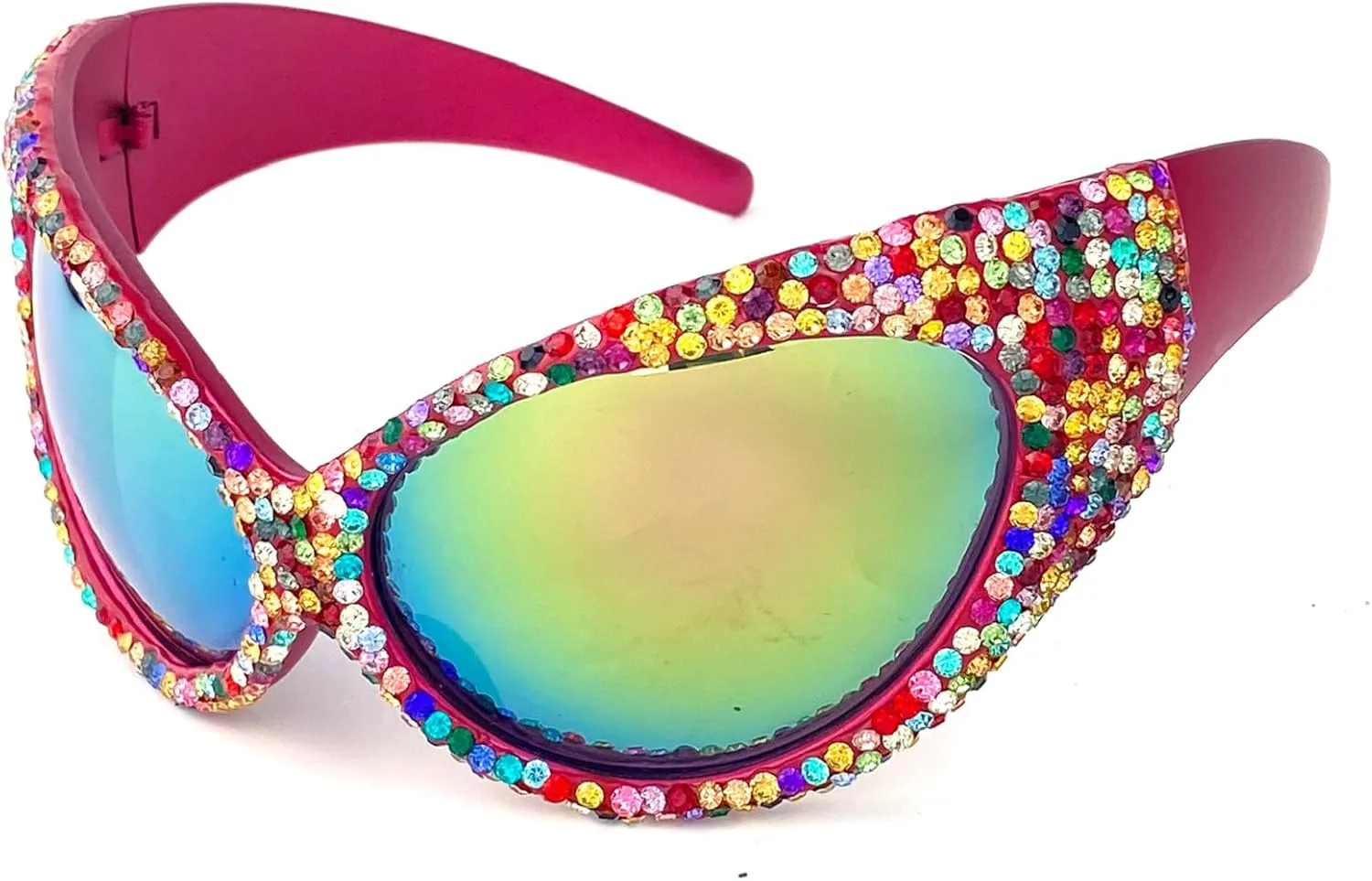 

Модные солнцезащитные очки с крупными стразами для женщин, роскошные спортивные солнцезащитные очки в стиле Y2K 2024 года для женщин, очки «кошачий глаз» mincl, Red