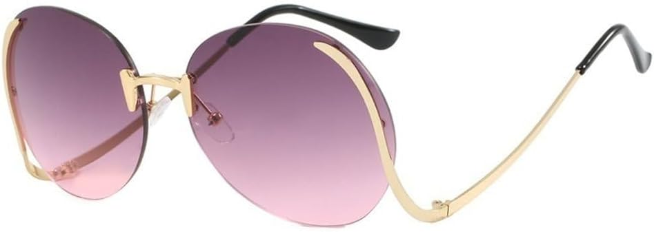 

Модные роскошные солнцезащитные очки без оправы круглой формы для женщин, большие солнцезащитные очки с градиентным переходом цвета для активного отдыха HVTVTLA, Purple3556