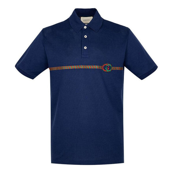

Рубашка поло logo-embroidered polo shirt 'navy' Gucci, синий