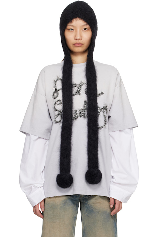 

Капюшон из мохера с ушками Acne Studios, черный