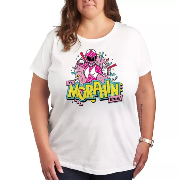 

Плюс розовая футболка с принтом Power Rangers Morfin Time Licensed Character, белый