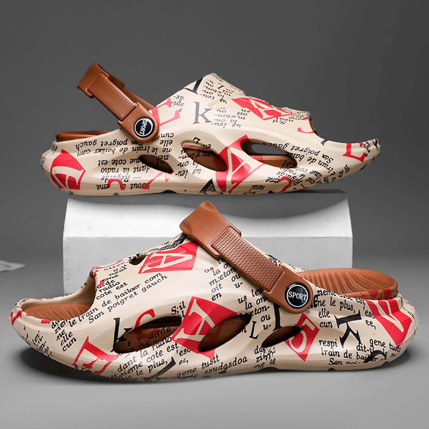 

Сандалии и шлепанцы с отверстиями для мужчин для внешней носки, против скольжения CYYDS, хаки