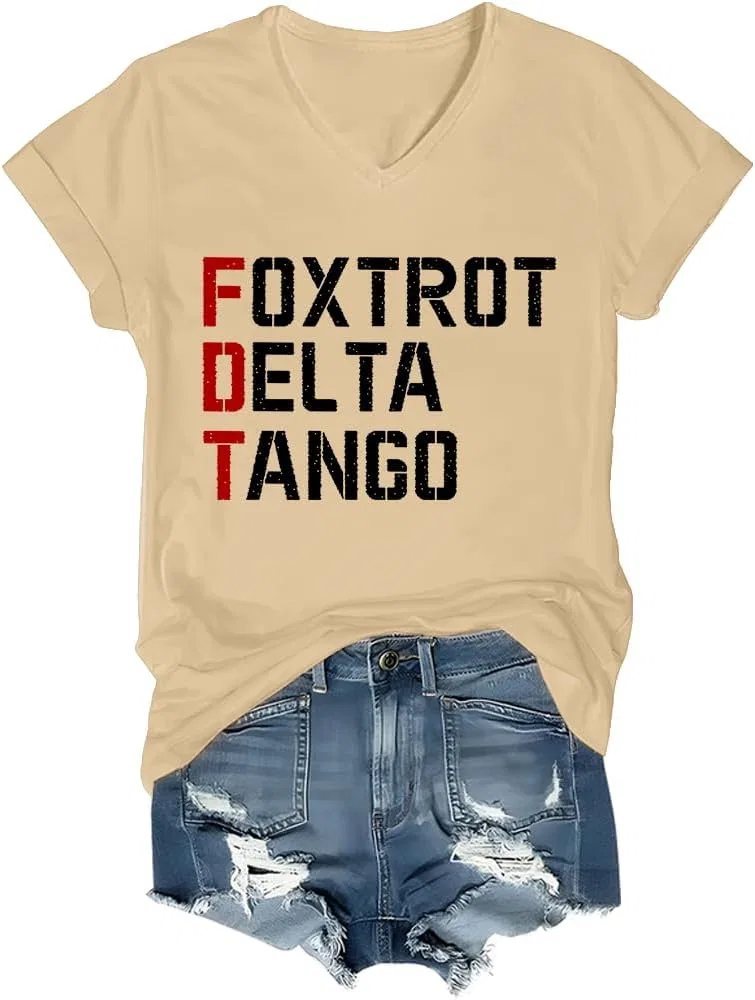 Футболка Foxtrot Delta Tango, футболка Foxtrot Delta Tango с V-образным вырезом