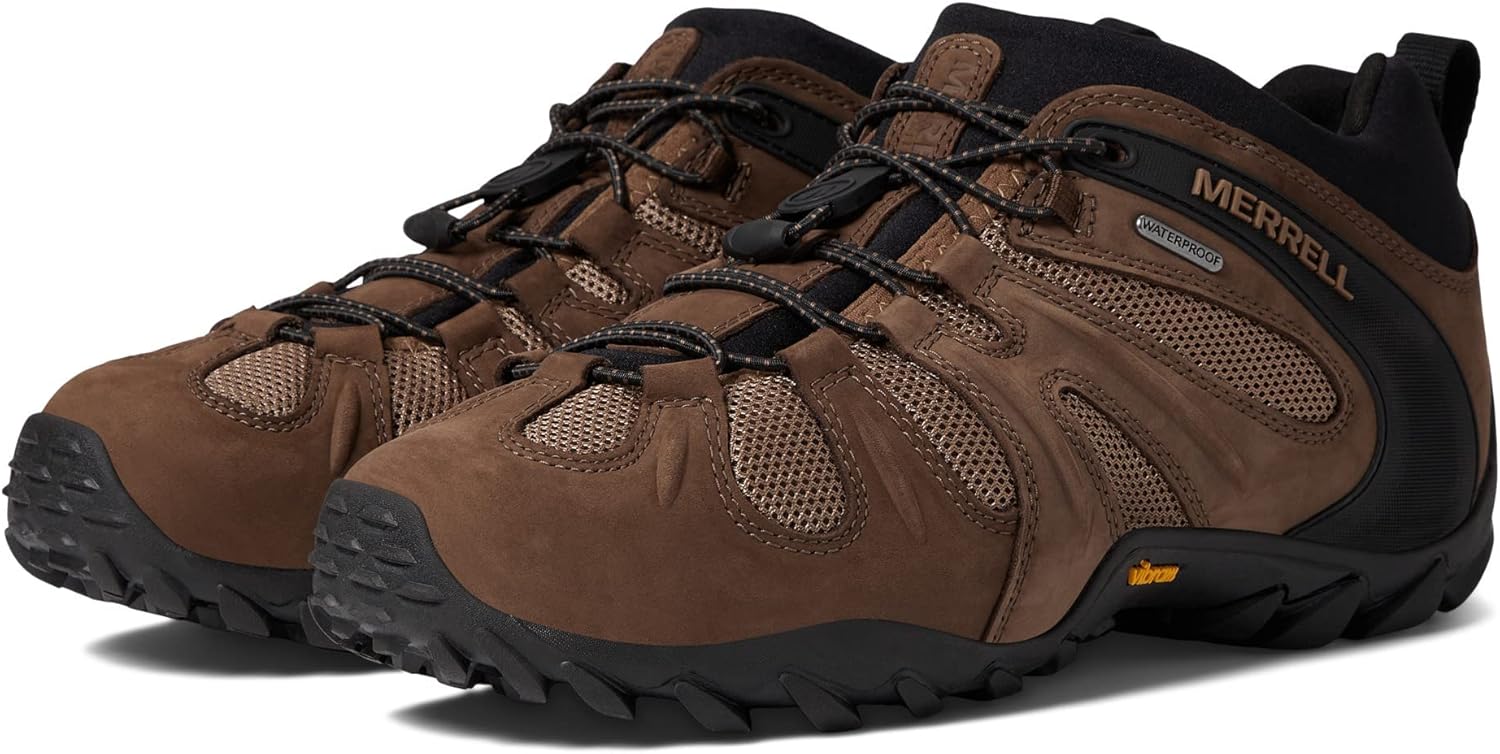 

Мужские тактические ботинки Merrell Chameleon 8 Stretch, водонепроницаемый нубук и верх из сетки, ультра-легкие походные боевые ботинки, Earth