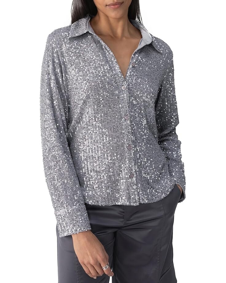 

Рубашка Sanctuary Radiant Sequin Shirt, цвет Gunmetal