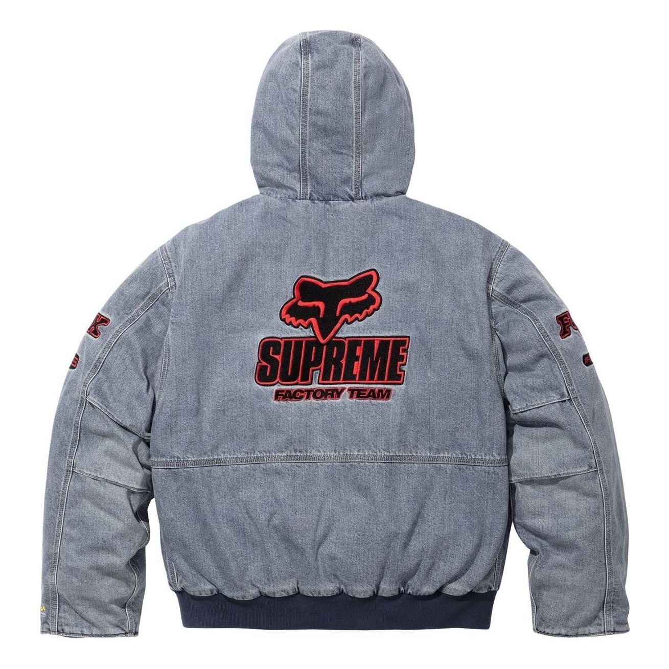 Рабочая куртка Supreme x Fox Racing с капюшоном, цвет «Деним» — фото 2