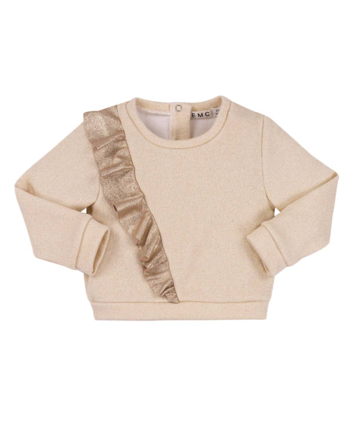 

Толстовка для девочек с люрексом и металлическими оборками, цвет металлик золотой Emc, золотой