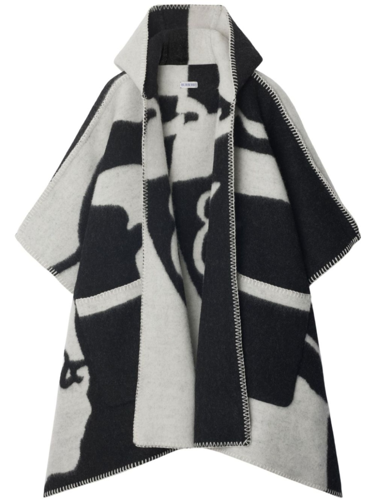 

Burberry пончо с капюшоном и логотипом, черный