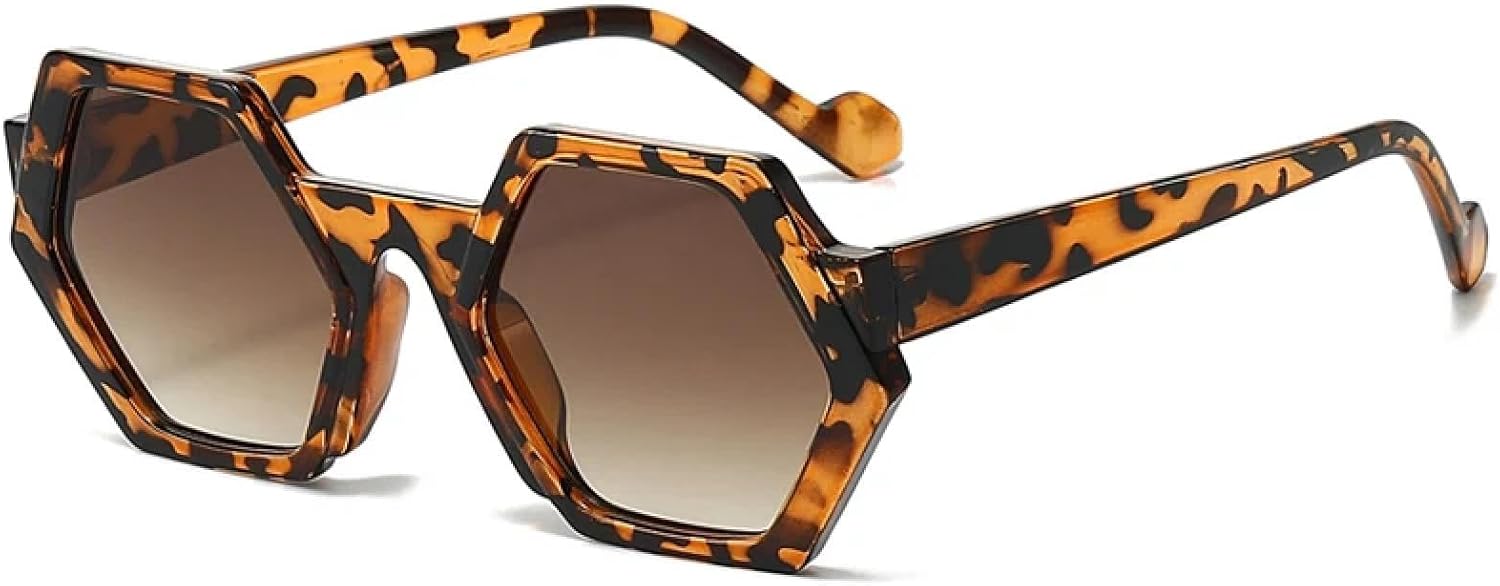 

Роскошные шестиугольные солнцезащитные очки в маленькой оправе, модные солнцезащитные очки в форме многоугольника для женщин и мужчин, защита от УФ-излучения UV400 TKKTLLT, Leopard Tea