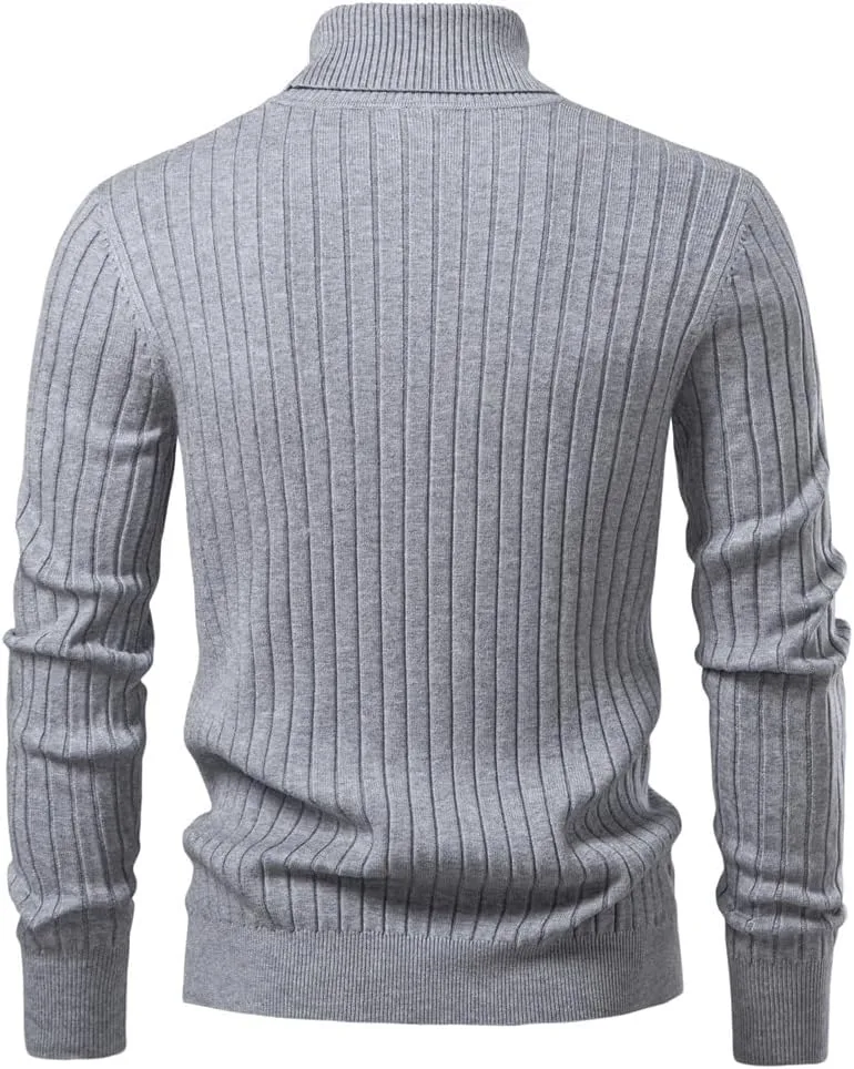 

Мужской однотонный свитер с высоким воротником и длинными рукавами TOVPAO