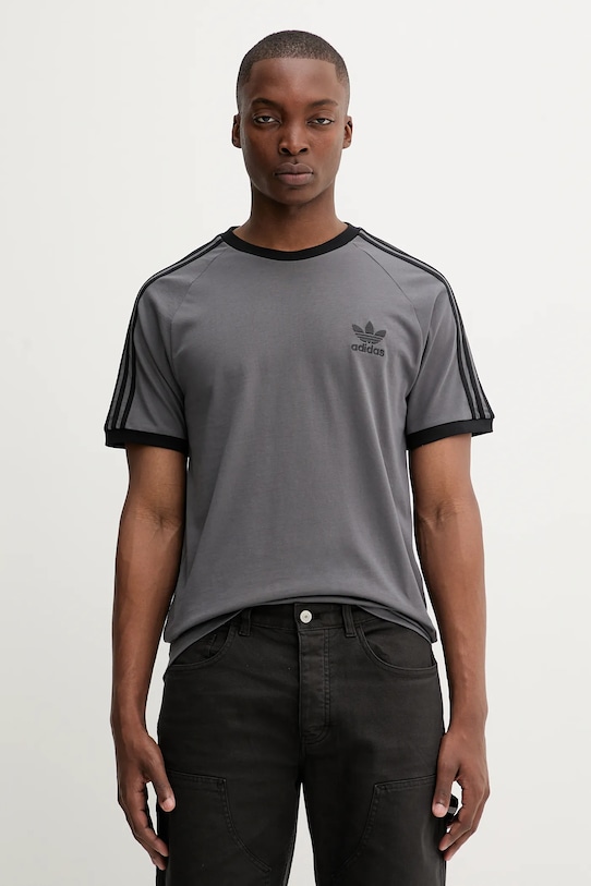 

Хлопковая футболка 3-Stripes Adidas Originals, серый