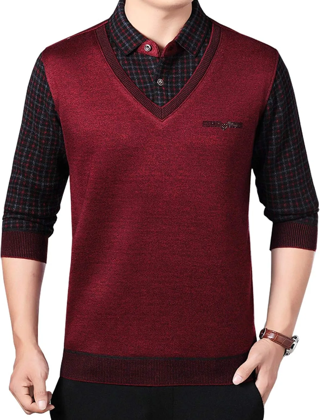 

Flygo мужской осенний поло свитер с воротником