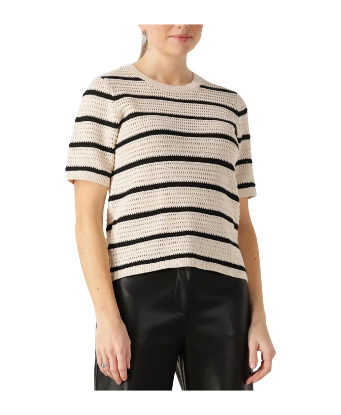 

Бежевая вязаная футболка с круглым вырезом Selected Femme, бежевый