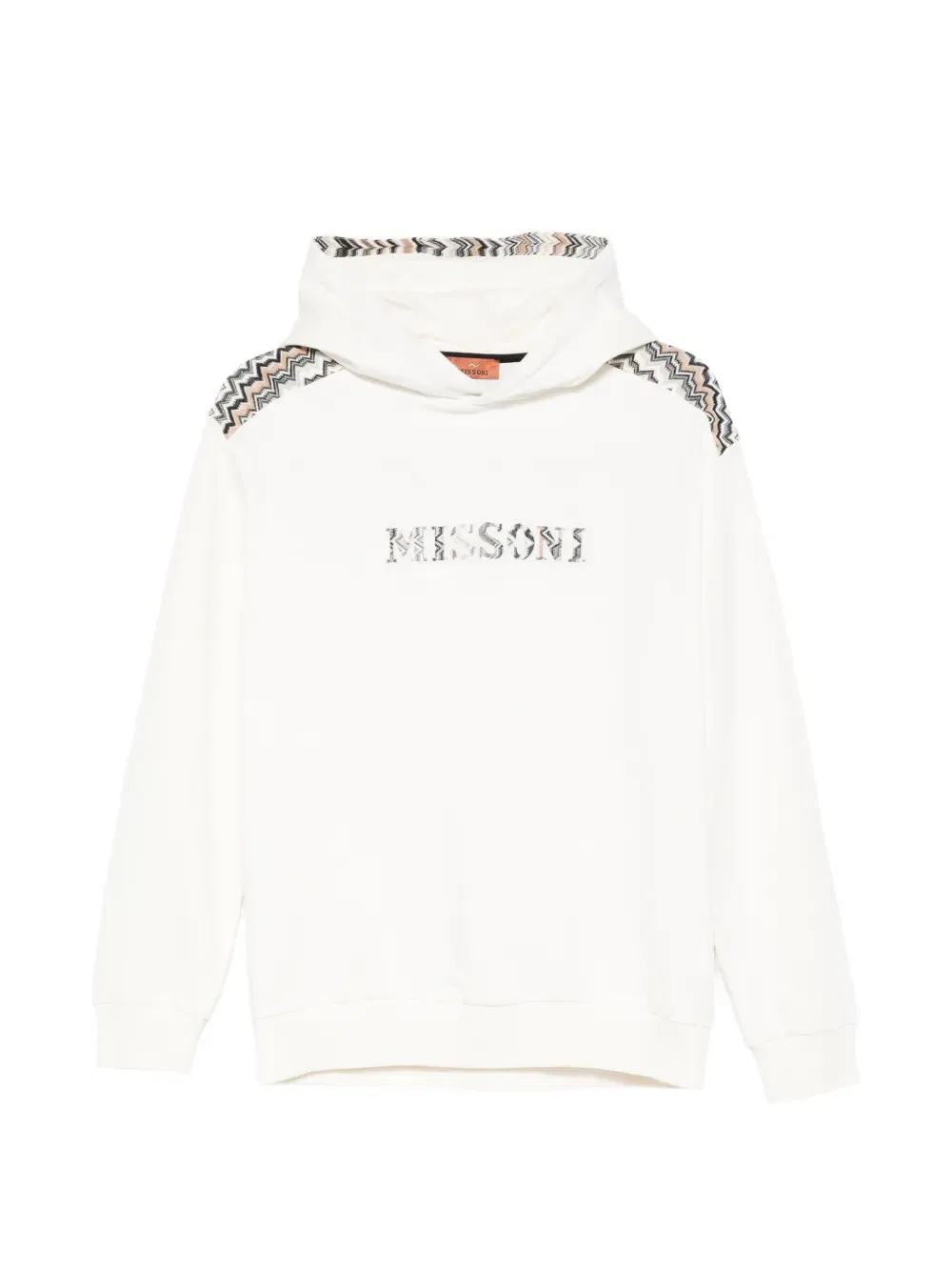 Худи с вышитым логотипом и зигзагообразным узором Missoni Kids, белый