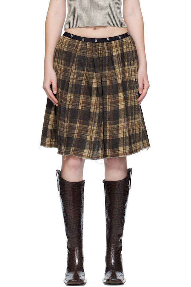 

R13 Коричневая двусторонняя юбка-килт длиной до колена