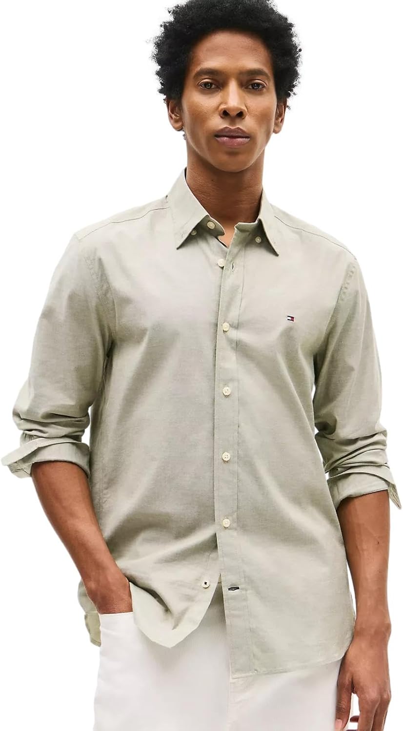 

Мужская фирменная рубашка TOMMY HILFIGER с длинным рукавом и застежкой на пуговицы, классического кроя, коллекция 2025 года, Uniform Olive