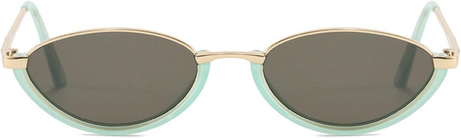 

Маленькие овальные солнцезащитные очки для женщин и мужчин в стиле ретро, ​​металлические, «кошачий глаз», винтажные, ретро, ​​модные солнцезащитные очки 90-х mincl, Green