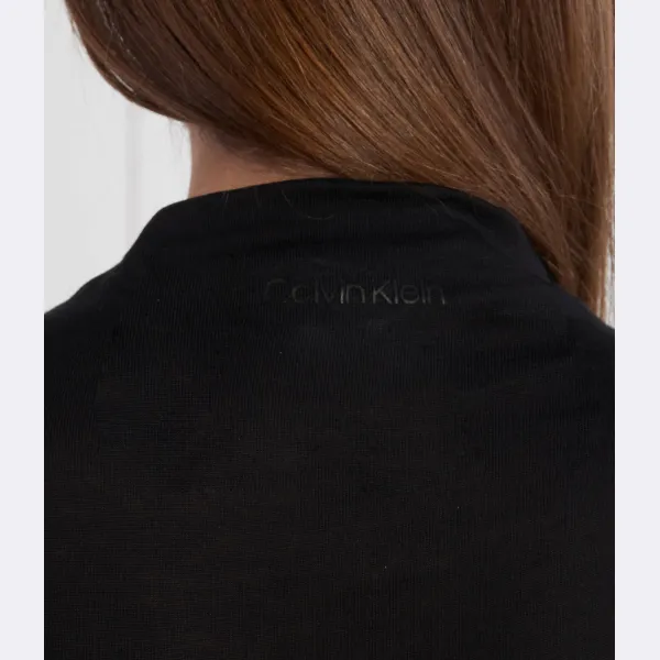 Платье из лиоцелла со сборкой на талии Calvin Klein, черный — фото 4