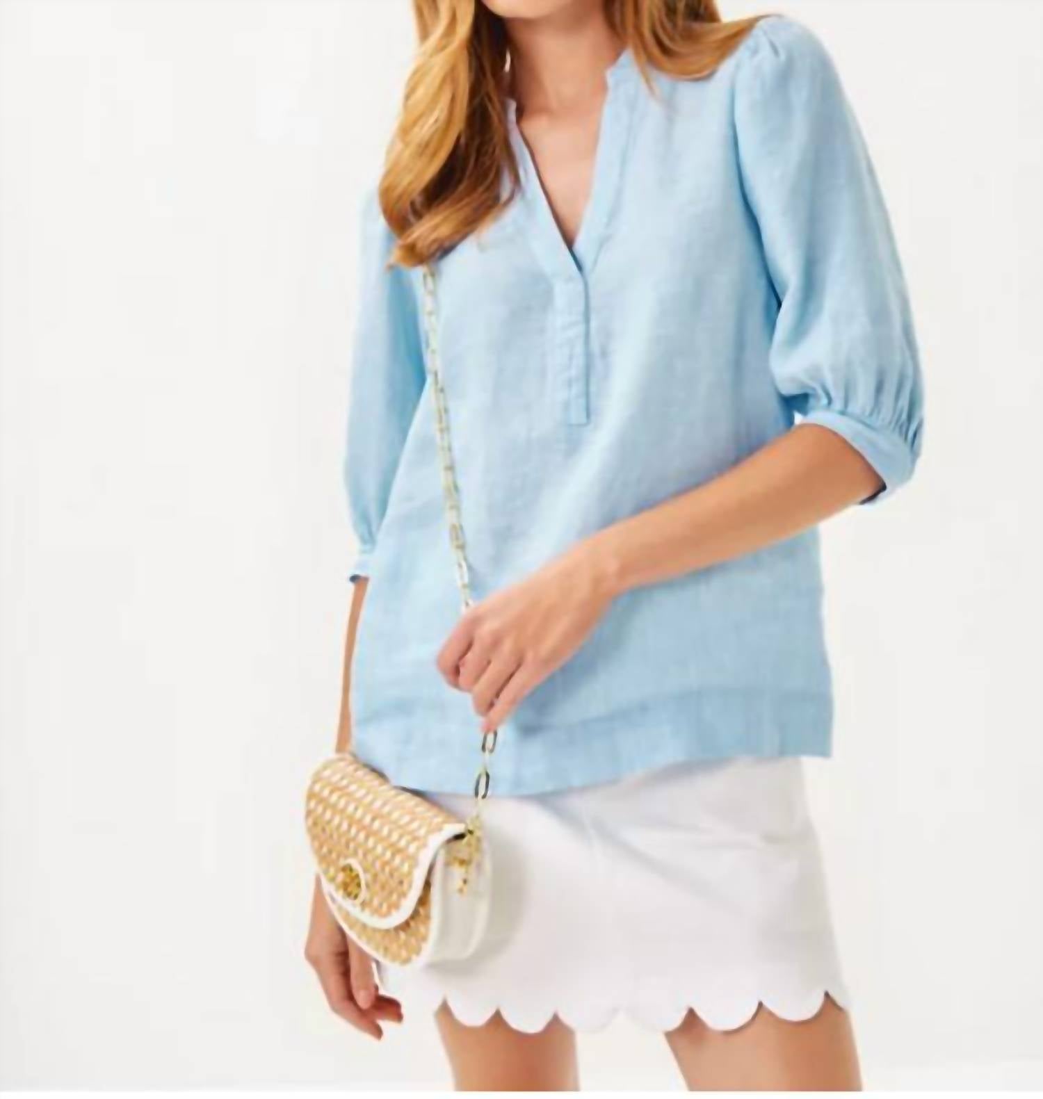 

Льняной топ Mialeigh в синем цвете Peri Lilly Pulitzer