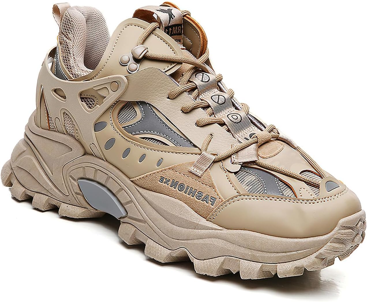 

Мужские кроссовки Exusiai с массивной подошвой, стильные шнурованные кеды-«папа», платформенные спортивные кроссовки для ходьбы и бега, удобные и прочные, хаки