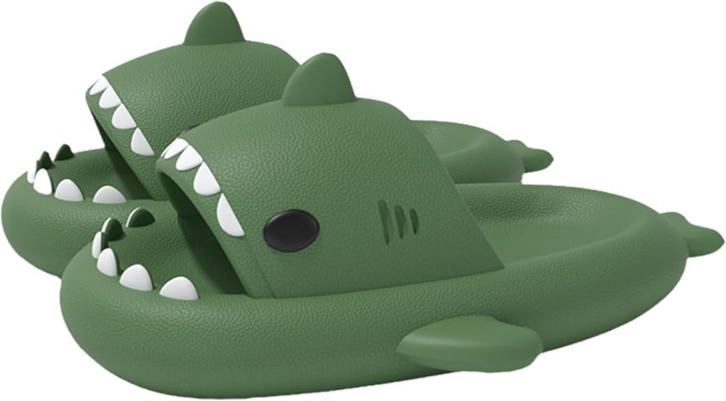 

Мужские и женские шлепанцы Glemall с акулой, забавные шлепанцы Cloud Shark, открытый носок, противоскользящие, быстросохнущие, сандалии для душа с мягкой толстой подошвой, темно-зеленый