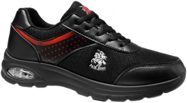 

Мужские дышащие кроссовки из сетки - легкая повседневная и спортивная обувь с мягкой амортизацией и противоскользящей подошвой Hoalox, черный/красный