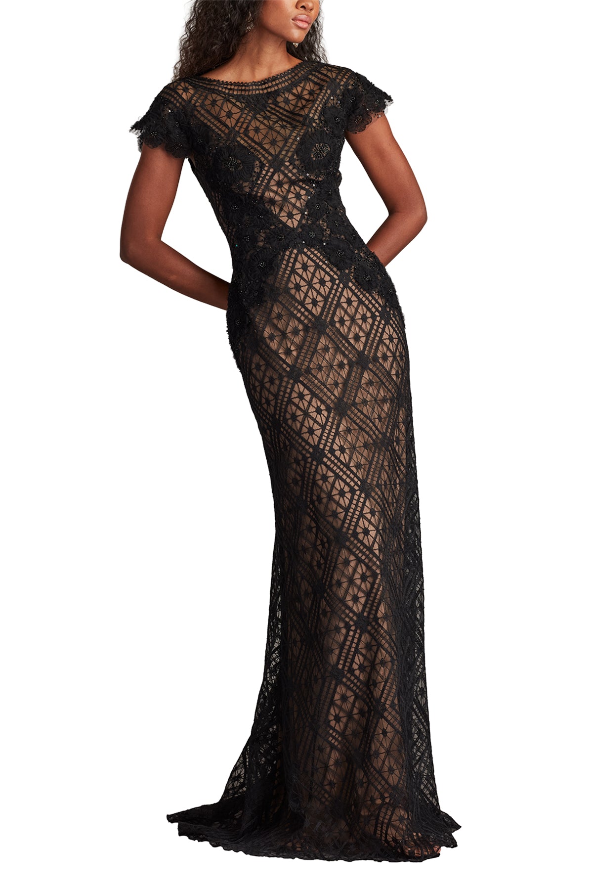 

Платье Жаси с вышивкой и эффектом иллюзии Tadashi Shoji, черный