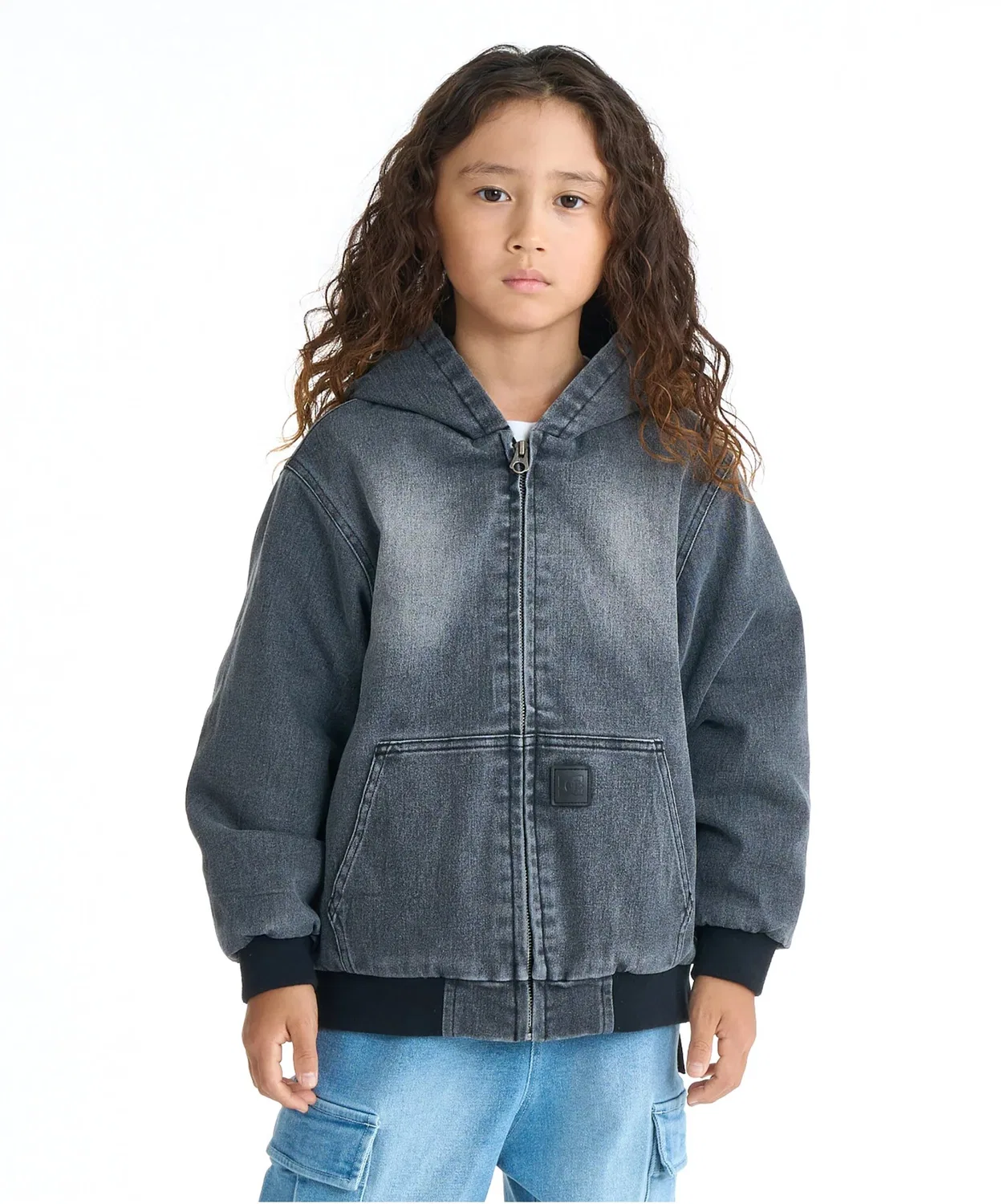 Детская куртка-худи DC Shoes KD Hood Jacket из стрейч-денима, серый