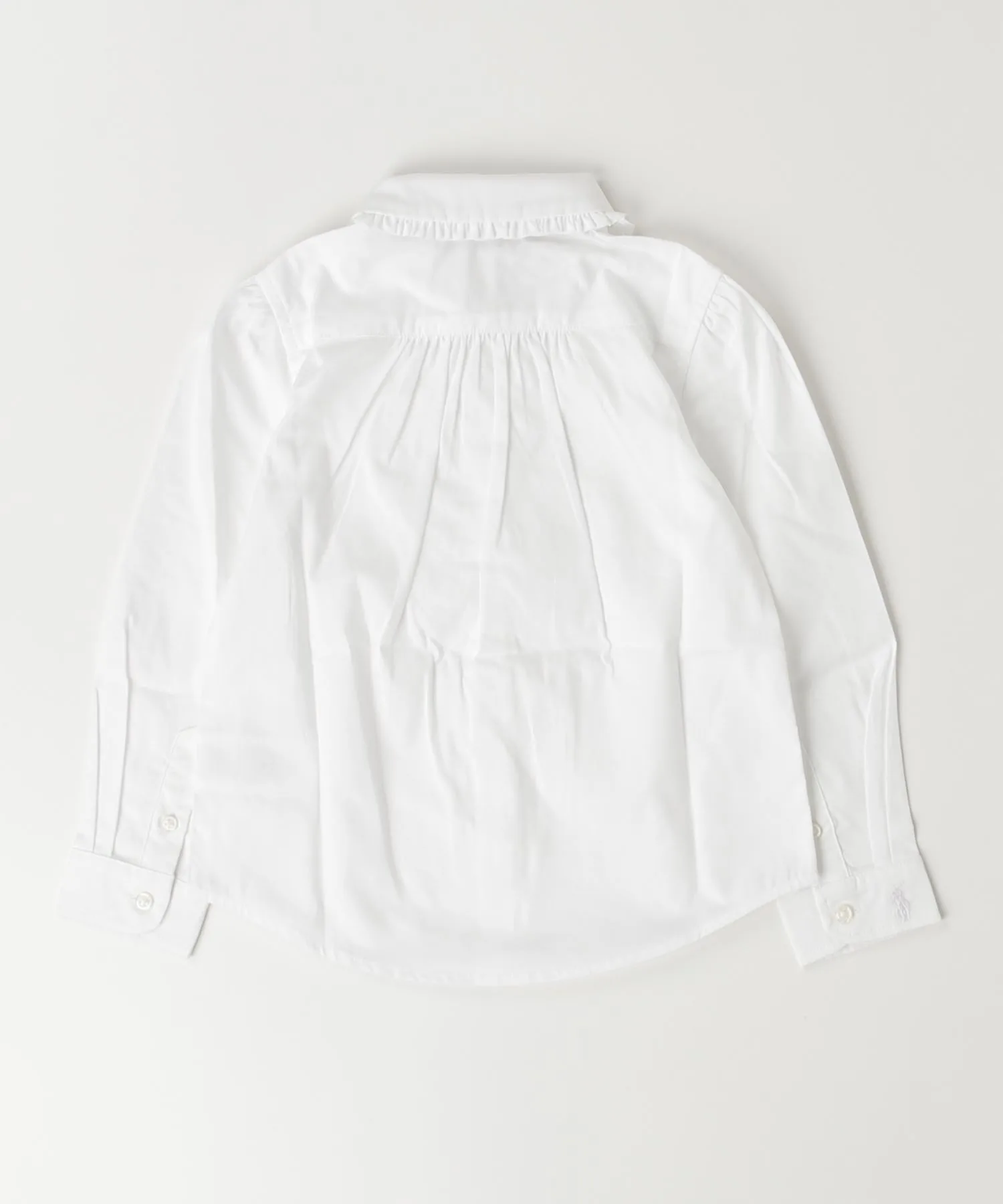 Детская рубашка из хлопка с фрил-отделкой POLO RALPH LAUREN CHILDRENSWEAR белая — фото 4