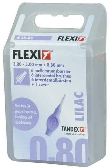 

Очистители межзубных промежутков 0,80 x 3,00-8,00 мм X-Fine Trapered Lilac, 6 шт. Tandex, Flexi