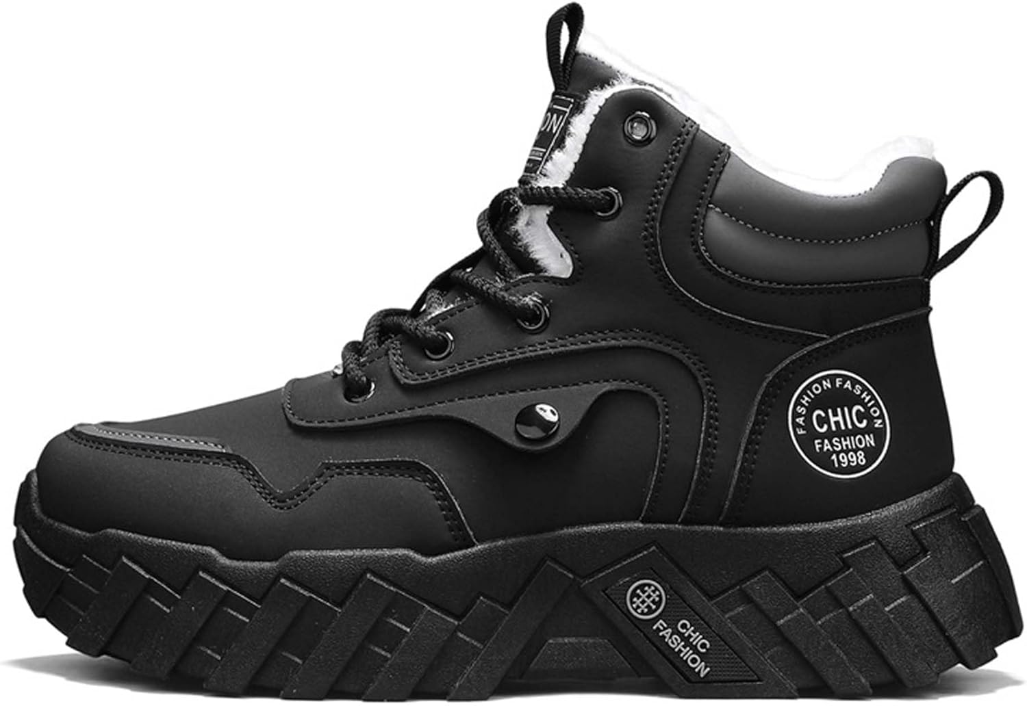 

Зимние бархатные высокие ботинки с теплым плюшевым внутренним слоем из хлопка, противоскользящие, водонепроницаемые, для работы на улице Generic, черный