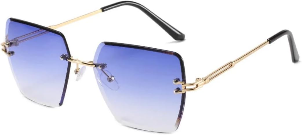 

Солнцезащитные очки с защитой от УФ-излучения UV400 | Металлическая без оправа, градиентный цвет | Для женщин и мужчин, для занятий спортом на открытом воздухе и вождения DSVIGF, Gold-blue