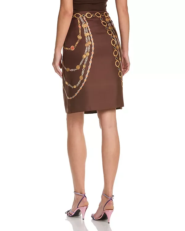 Юбка из шелковой саржи с принтом "Влюбленный" Versace, Chocolate/Amber — фото 4