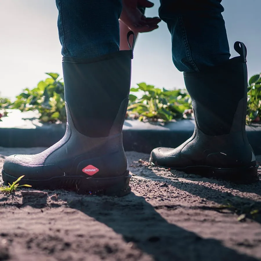 

Мужские резиновые рабочие сапоги Showave средней высоты до икры, водонепроницаемые, утепленные, с удобной спортивной подошвой, черный