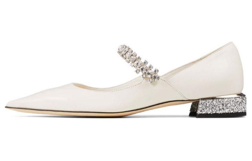 Балетки Jimmy Choo с кристаллами на ремешке, экрю
