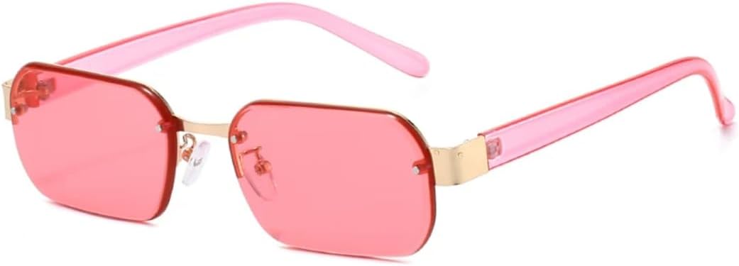 

Модные солнцезащитные очки без оправы для женщин в стиле ретро с заклепками и прозрачными линзами цвета океана; мужские солнцезащитные очки с защитой от УФ-излучения UV400 SZVVBKK, Pink