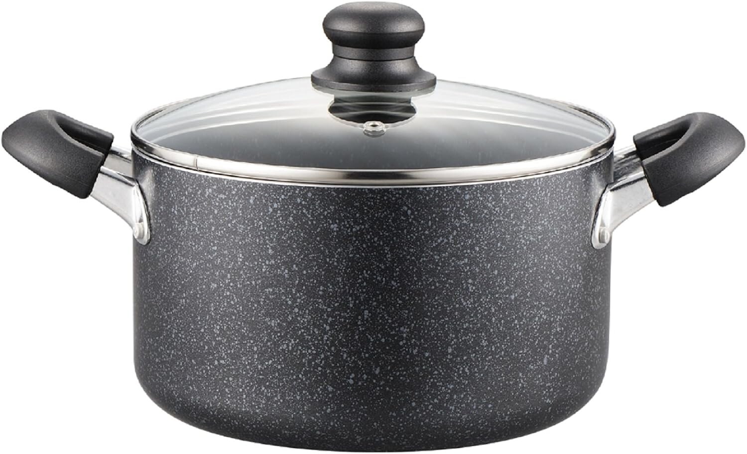 

Двуручная кастрюля Pearl Metal HB-2725, 8,7 дюйма (22 см), совместима с индукционной печью, газовая плита, стеклянная крышка в комплекте, выбор мрамора, Black
