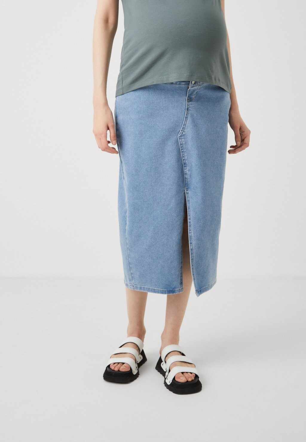 

Юбка из денима OLMSIRI FRONT SLIT SKIRT ONLY MATERNITY, светло-голубой деним