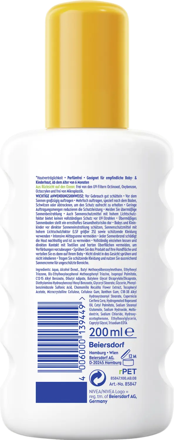 Солнцезащитный спрей NIVEA SUN Sonnenspray Babies & Kids sensitiv LSF 50+, 200 ml — фото 2