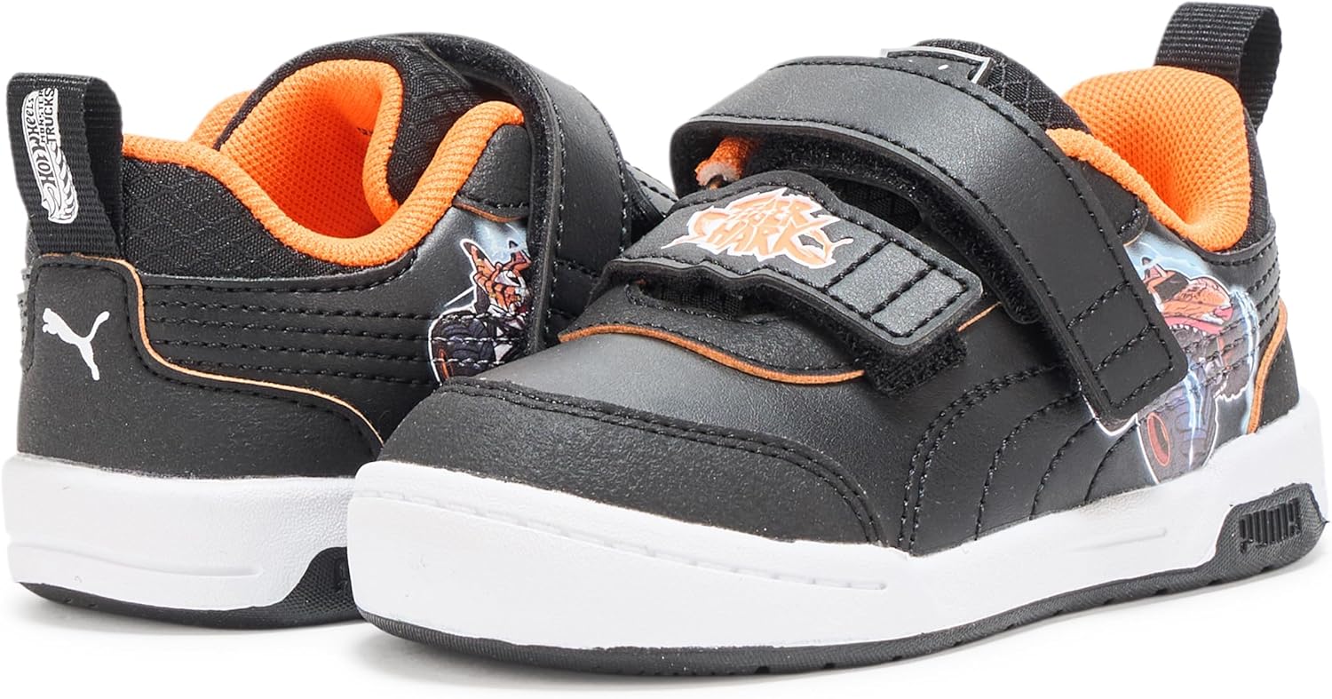 Детские кроссовки Puma Unisex-Child Multiflex 2 Hot Wheels на липучках, черный/оранжевый — фото 3