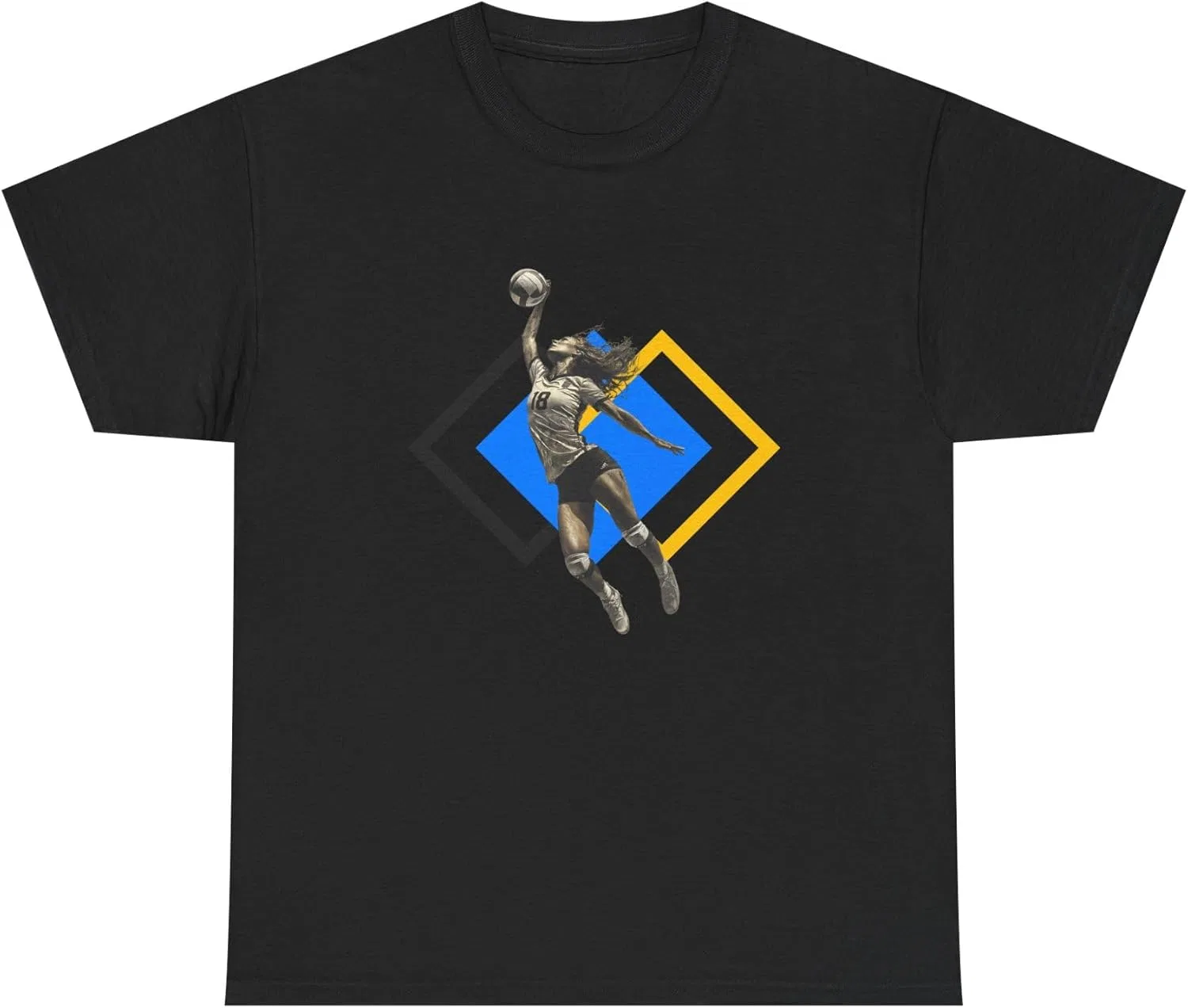 Футболка с принтом "Volleyball Hitter" и геометрическим фоном Outside Hitter GENERIC, черный — фото 2