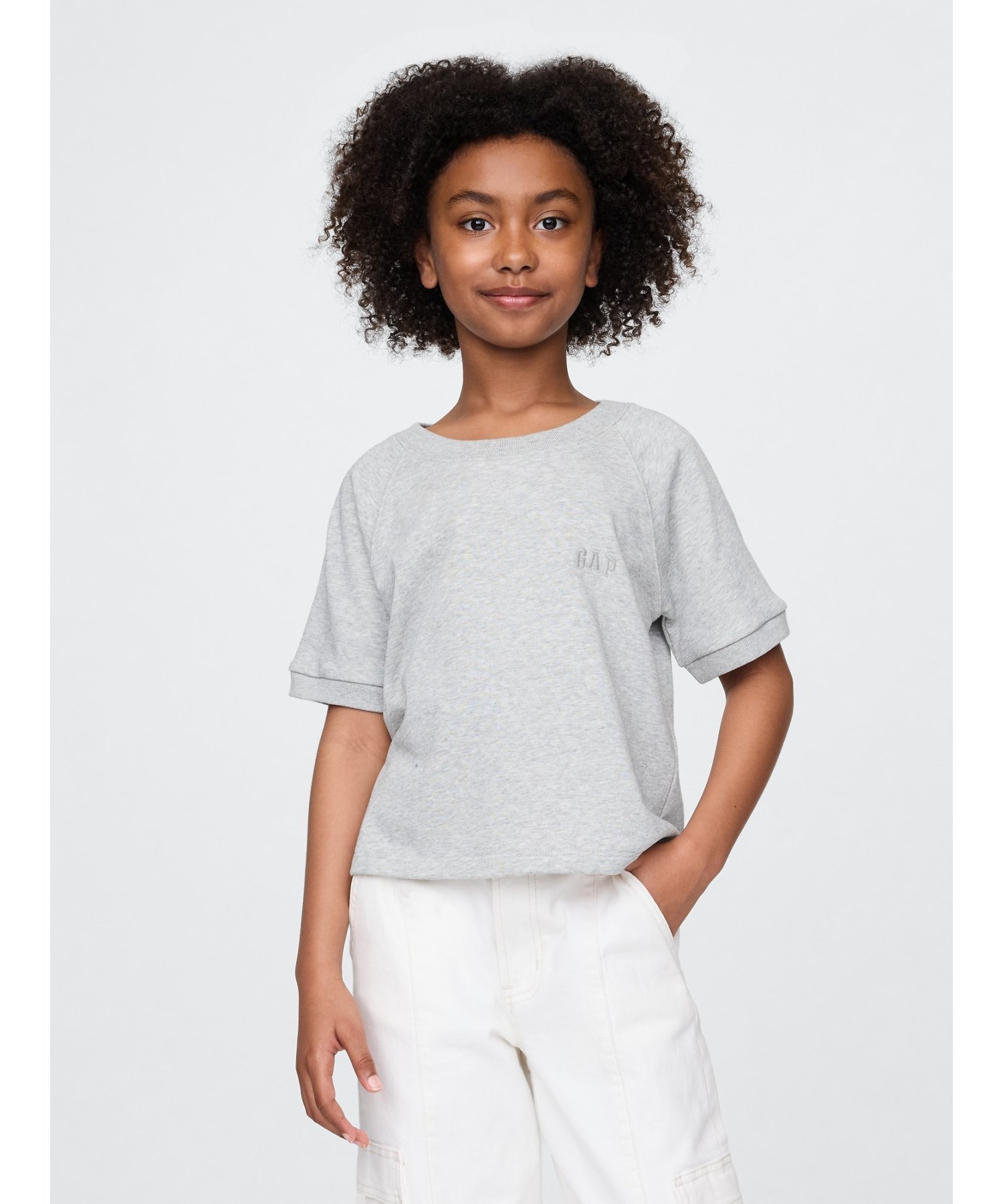 (K) Свободная махровая футболка (детская) GAP, L_GRAY