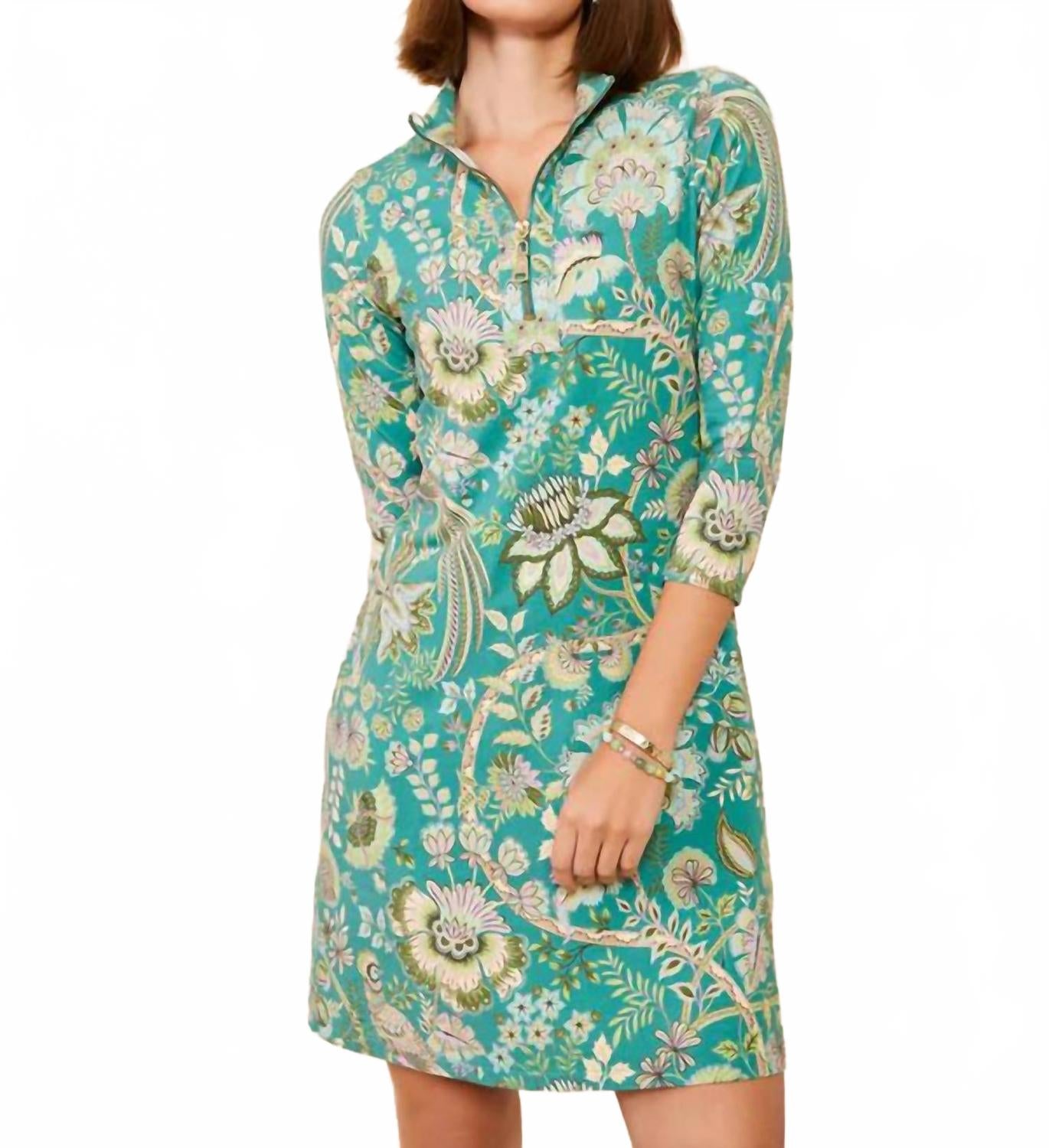 

Мистик Мосс Берд Нора платье с полузастежкой и рукавом в зеленом Spartina 449