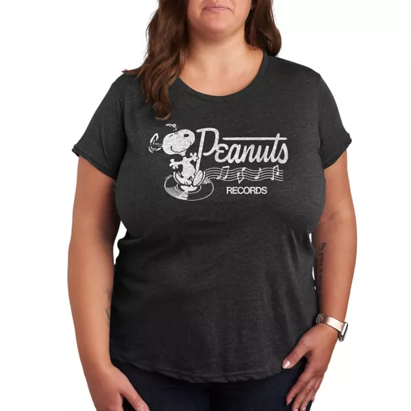 

Футболка с принтом танцующего Снупи и надписью "Plus peanuts" Licensed Character, серый
