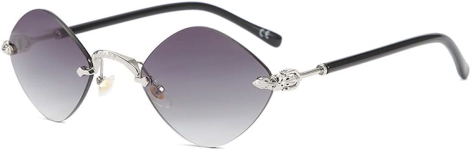 

Маленькие солнцезащитные очки без оправы в стиле стимпанк для женщин и мужчин, ромбовидные солнцезащитные очки в стиле ретро для путешествий с защитой от УФ-излучения UV400 generic, C02 Silver Gray